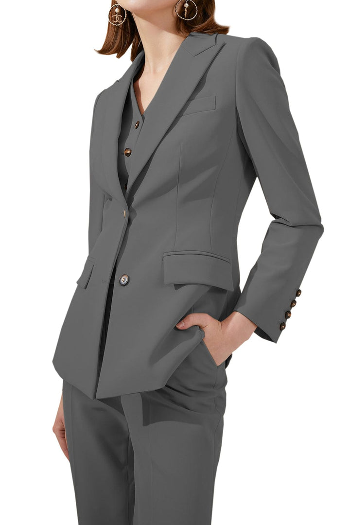 solovedress 3 Piece Business Peak Lapel Slim Fit Women Suit