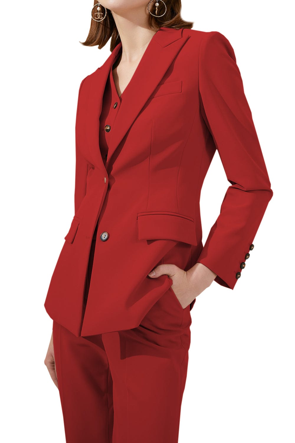 solovedress 3 Piece Business Peak Lapel Slim Fit Women Suit