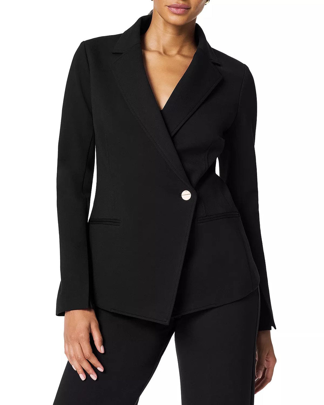 solovedress All Black 2 Piece Casual Notch Lapel Women Suit