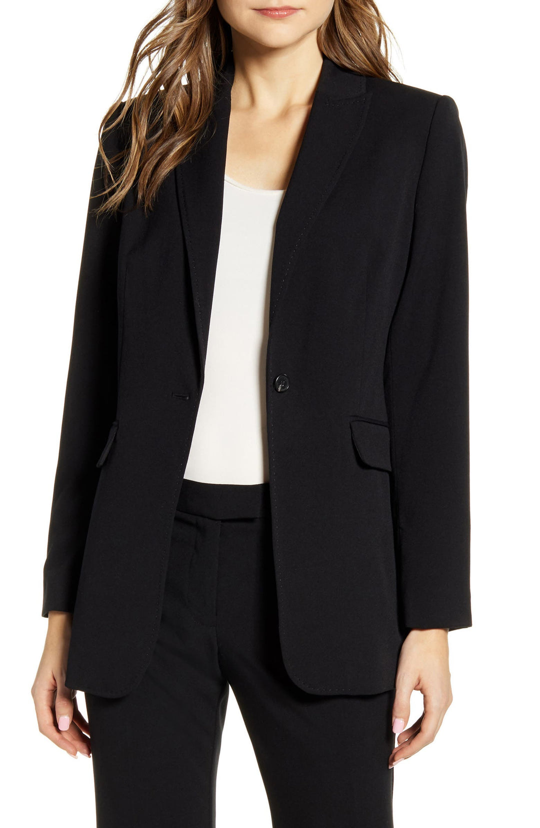 solovedress Black 2 Piece Notch Lapel Slim Fit Women's Suit (Blazer+Pants)