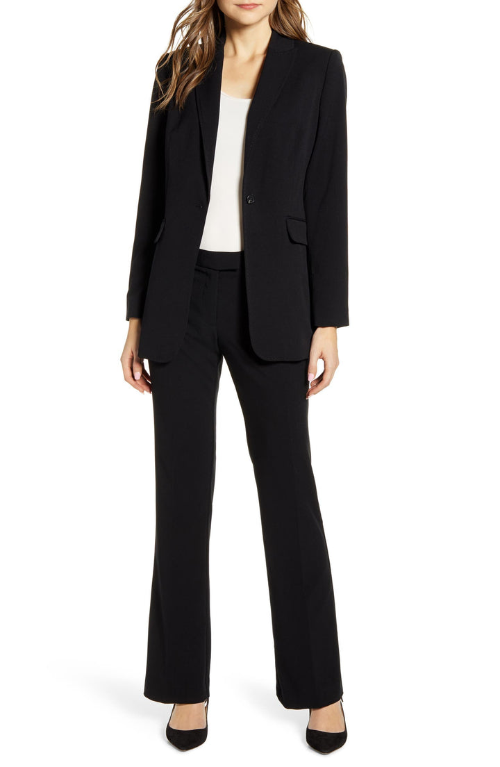 solovedress Black 2 Piece Notch Lapel Slim Fit Women's Suit (Blazer+Pants)