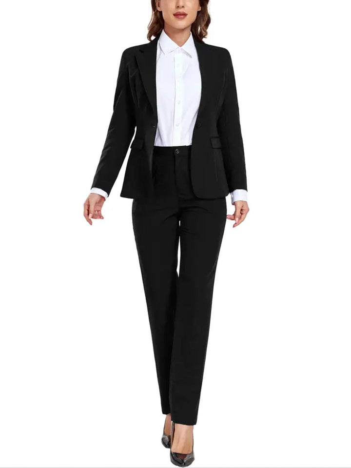 solovedress Black Women Suit 2 Piece Single Buttons Notch Lapel Jacket (Blazer+Pants)