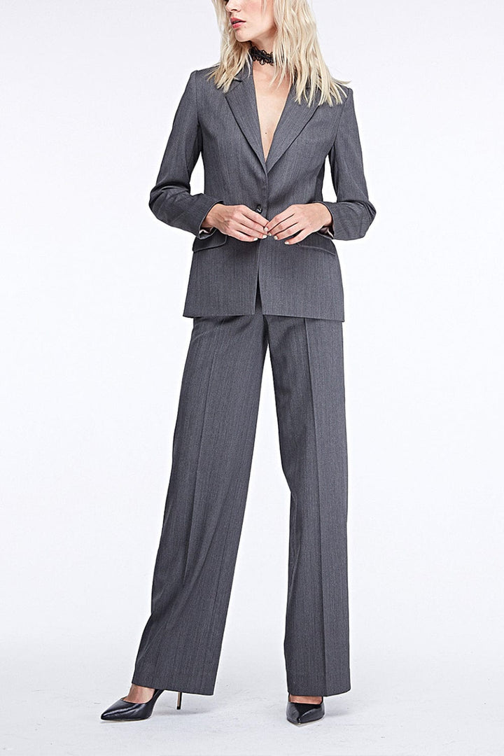 solovedress Grey Women Suit 2 Piece Single Buttons Notch Lapel Blazer (Blazer+Pants)