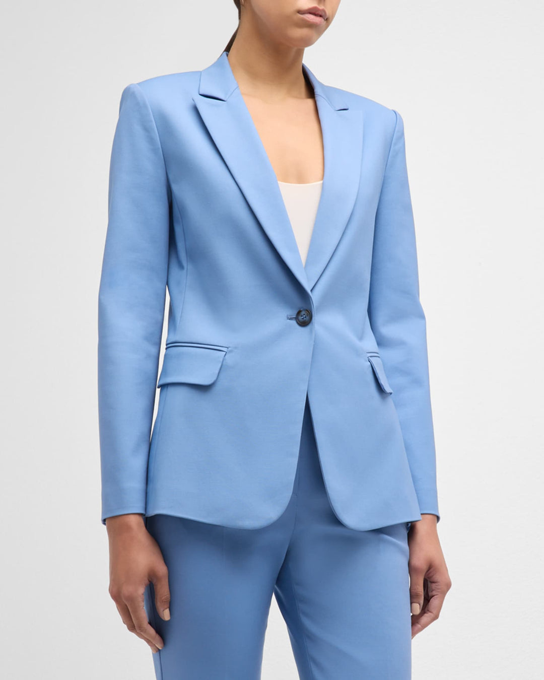 solovedress Light Blue 2 Piece Single Buttons Notch Lapel Women Suit (Blazer+Pants)